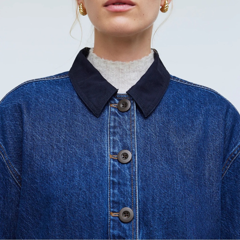 Madewell | Denim Oversized Pullover Jacket in Willmont Wash - Picture 4 of 7